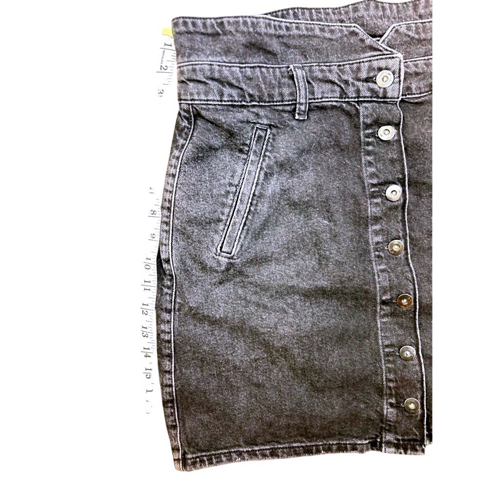 Pilcro Anthropologie Black Denim A-Line Paperbag High Waist Skirt Women's 12 - Picture 10 of 12